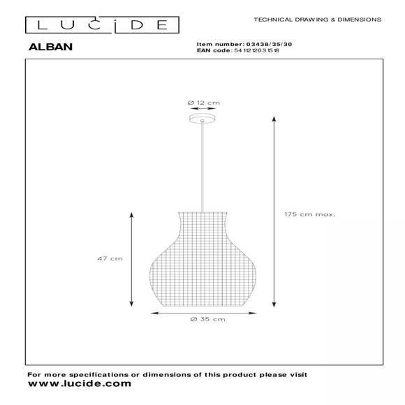 Lucide ALBAN - Hanglamp - Ø 35 cm - 1xE27 - Zwart