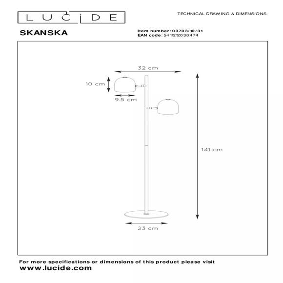 Lucide SKANSKA - Vloerlamp - 2x5W 3000K - Wit