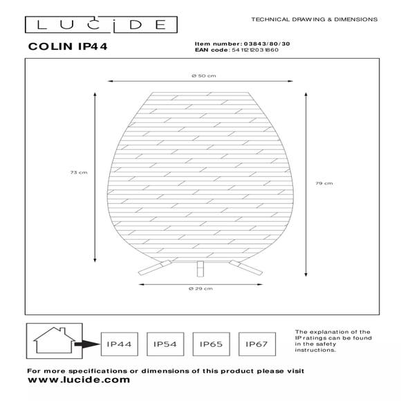 Lucide COLIN IP44 - Oplaadbare Vloerlamp Buiten - Accu/Batterij - Zwart