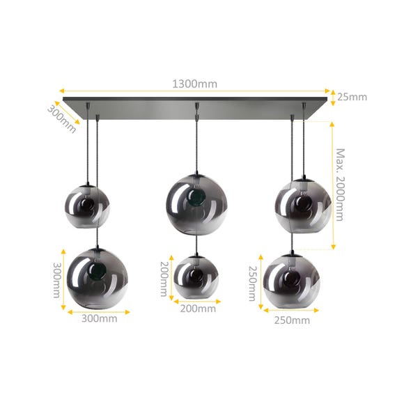 ETH Hanglamp Orb Zwart - 6xE27 Fitting