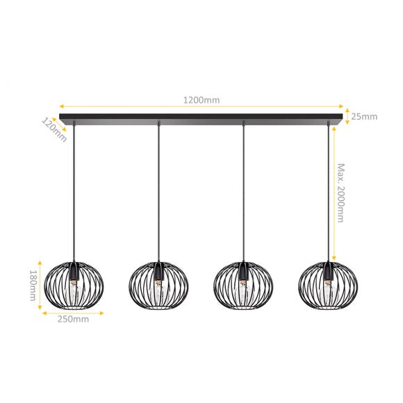 ETH Hanglamp Wire 2.0 Zwart - Quad