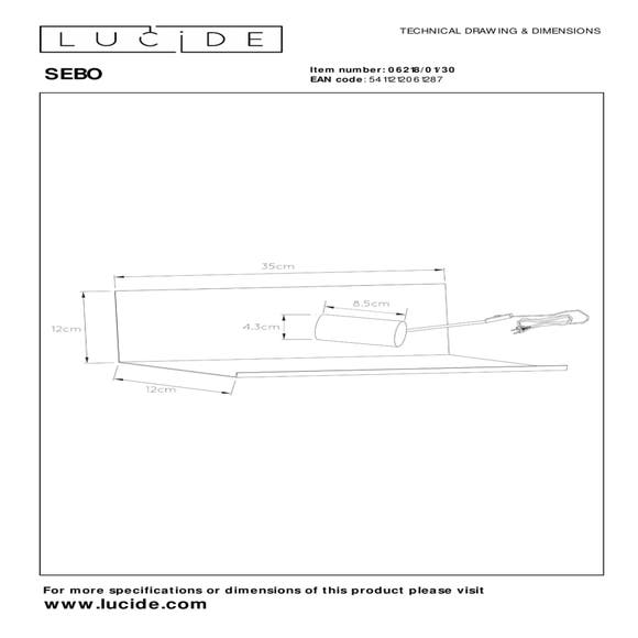 Lucide SEBO - Wandlamp - Zwart