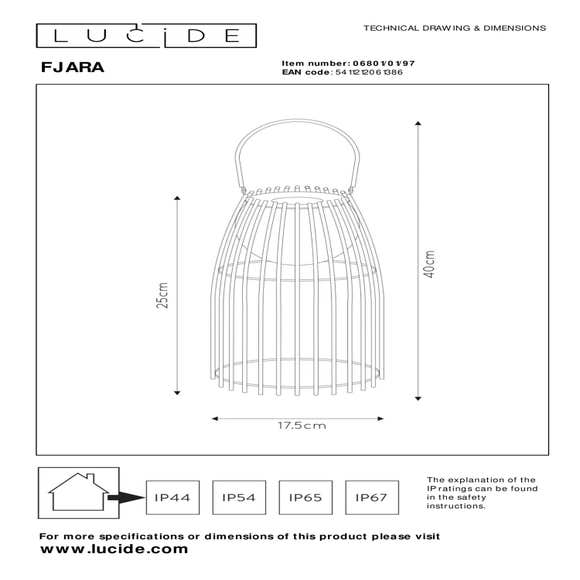 Lucide FJARA - Tafellamp Buiten - Ø 17,5 cm - LED Dimb. - 1x0,3W 3200K - IP44 - Roest bruin