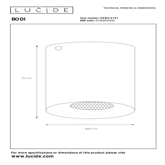 Lucide Plafondspot BODI - Rond - Wit