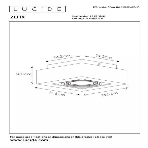 Lucide ZEFIX - Plafondspot - LED Dim to warm - GU10 - 1x12W - Wit