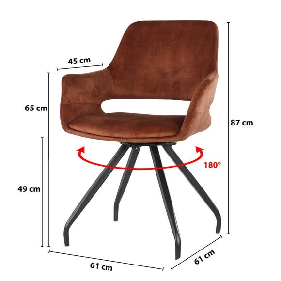 Livingfurn Eetkamerstoel Capp Rust Velvet