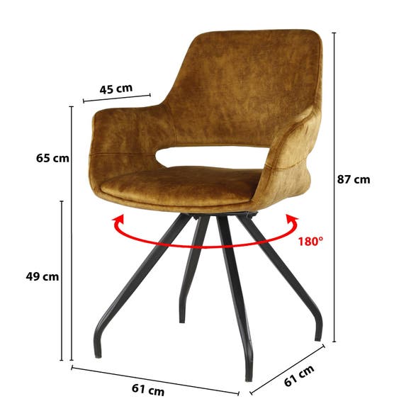 Livingfurn Eetkamerstoel Capp Oker Velvet