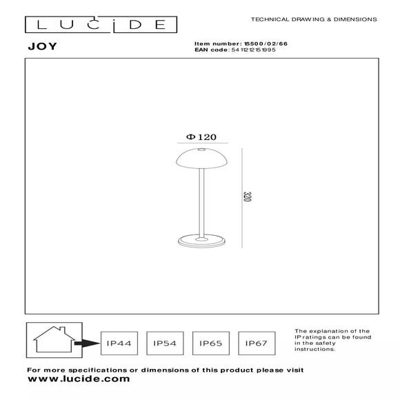 Lucide JOY - Oplaadbare Tafellamp Binnen/Buiten - Accu/Batterij - Ø 12 cm - LED Dimb. - 1x1,5W 3000K - IP54 - Roze