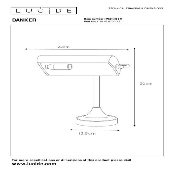 Lucide BANKER - Bureaulamp - 1xE14 - Wit
