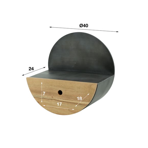Reefs Interior Wandschap Half Moon Ø40cm met lade