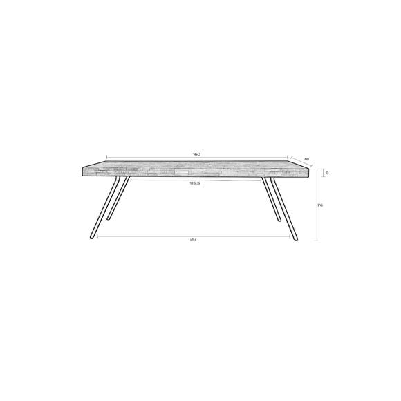 Maison Bobby Eettafel SURI 160X78 Zwart