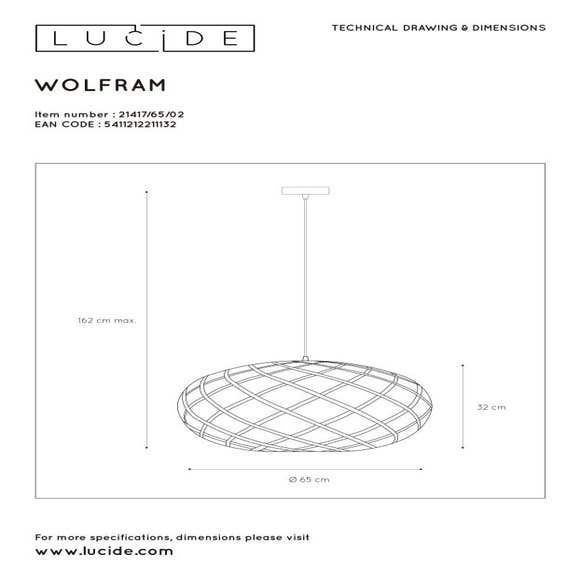 Lucide WOLFRAM - Hanglamp - Ø 65 cm - 1xE27 - Mat Goud / Messing