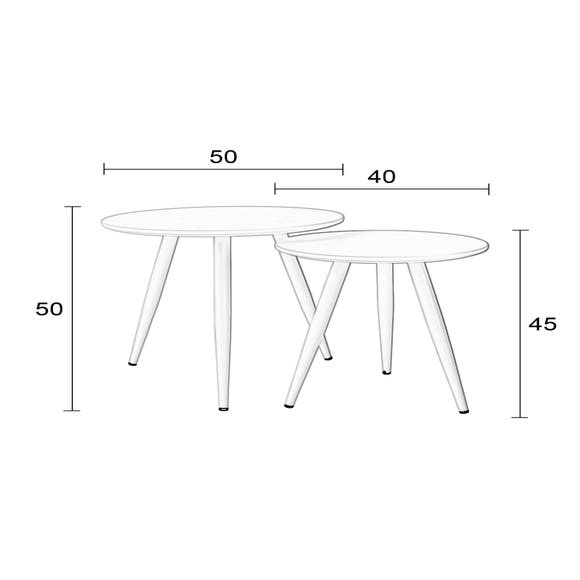 Maison Bobby Bijzettafel Set Daven - Zwart