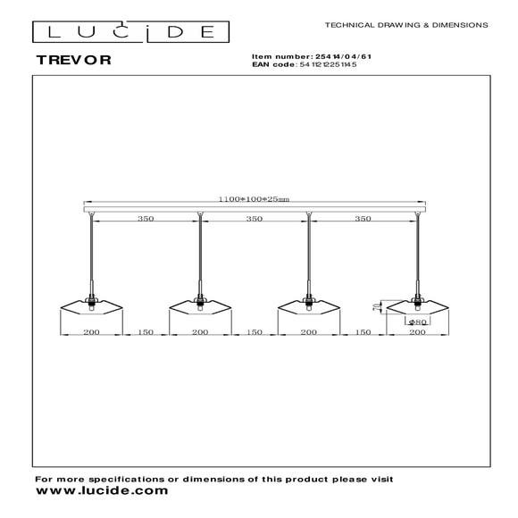 Lucide TREVOR - Hanglamp - 4xG9 - Opaal