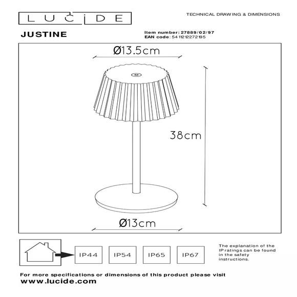 Lucide JUSTINE - Oplaadbare Tafellamp Binnen/Buiten - Accu/Batterij - LED Dimb. - 1x2W 2700K - IP54 - Roest Bruin
