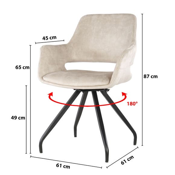 Livingfurn Eetkamerstoel Capp Beige Velvet