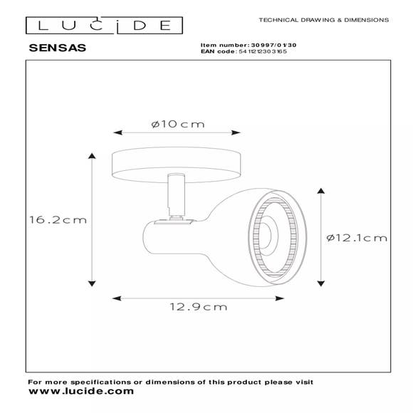 Lucide SENSAS - Plafondspot - 1xES111 - Zwart