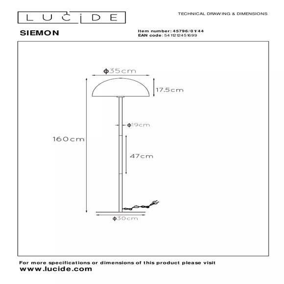 Lucide SIEMON - Vloerlamp - Ø 35 cm - 1xE27 - Okergeel