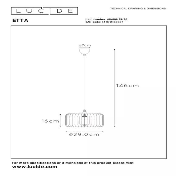 Lucide ETTA - Hanglamp - Ø 29 cm - 1xE27 - Licht hout