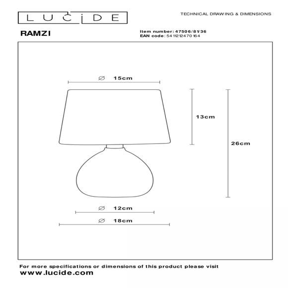 Lucide RAMZI - Tafellamp - Ø 18 cm - 1xE14 - Grijs