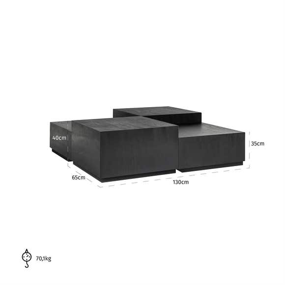 Richmond Salontafel Tetrad Set of 4 - Zwart 