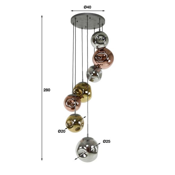 Reefs Interior Hanglamp Stellar 7L getrapt