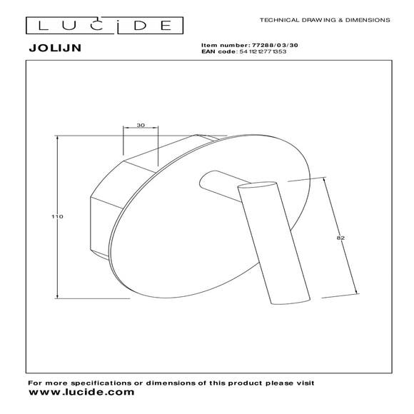 Lucide JOLIJN - Oplaadbare Bedlamp / Wandlamp - Accu/Batterij - Ø 10,2 cm - LED - 1x2W 3000K - Magnetisch - Zwart