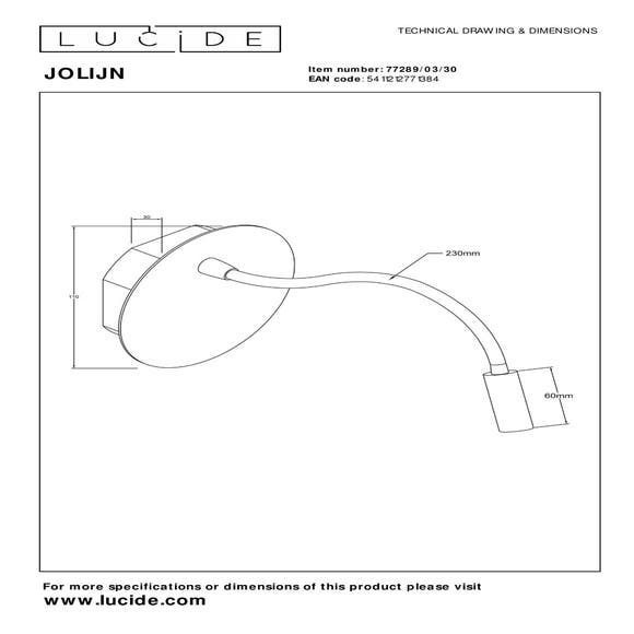 Lucide JOLIJN - Oplaadbare Bedlamp / Wandlamp - Accu/Batterij - Ø 11 cm - LED - 1x2W 3000K - Magnetisch - Zwart