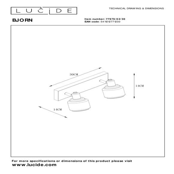 Lucide Plafondspot BJORN - 2xE14 - Zwart