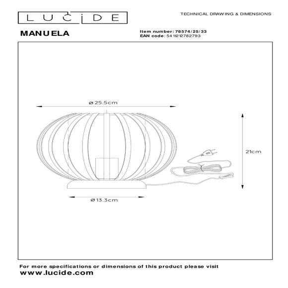 Lucide MANUELA - Tafellamp - Ø 25,5 cm - 1xE27 - Groen