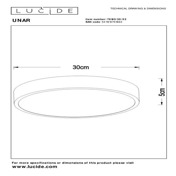 Lucide UNAR - Plafonnière - Ø 30 cm - LED Dimb. - 1x18W 2700K - 3 StepDim - Mat Goud / Messing