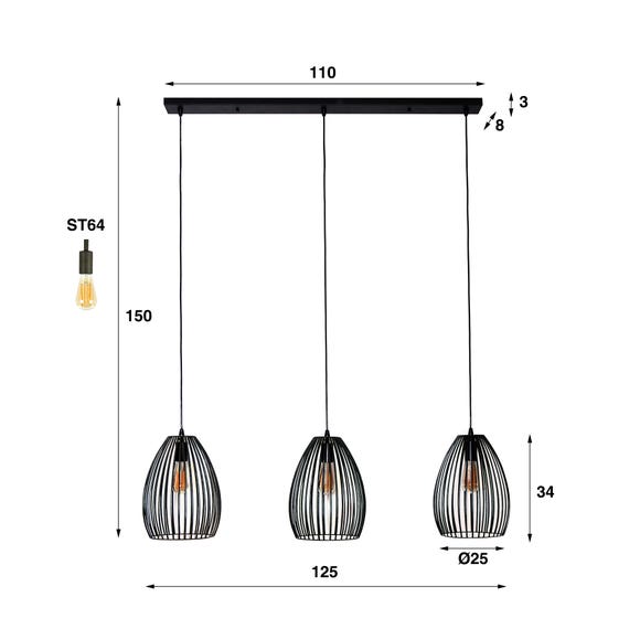 Reefs Interior Hanglamp Stripe Metal - 3L