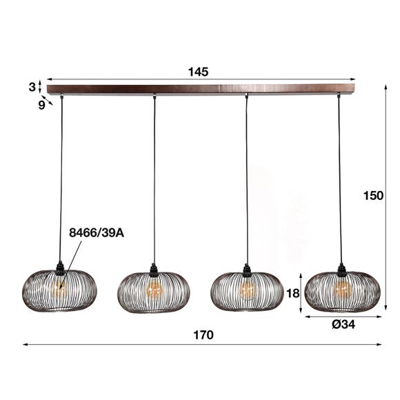 Reefs Interior Hanglamp CopperWire 4L