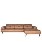 LABEL51 Hoekbank Salerno - Cognac - Microfiber - 2,5-Zits + Chaise Longue