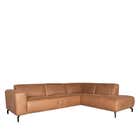 LABEL51 Hoekbank Trento - Cognac - Microfiber - 2,5-Zits + Ottomane