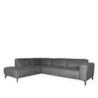 LABEL51 Hoekbank Trento - Antraciet - Microfiber - Ottomane + 2,5-Zits