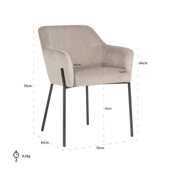 Richmond Eetkamerstoel Fay - Khaki Velvet