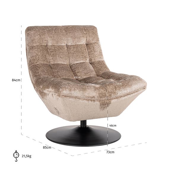 Richmond Draaifauteuil Sydney - Taupe Chenille