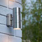 Lucide ARNE-LED - Wandlamp Buiten - Ø 6,3 cm - LED - GU10 - 2x5W 2700K - IP44 - Mat chroom